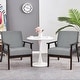 preview thumbnail 61 of 64, Costway Set of 2 Fabric Accent Armchair Solid Wood Upholstered Lounge - See Details