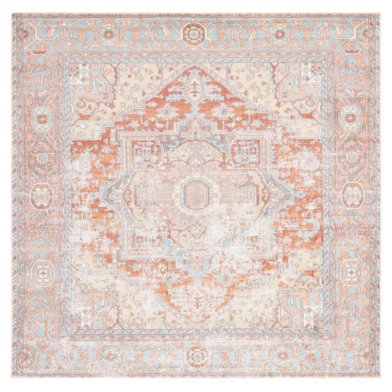 SAFAVIEH Aria Vasya Vintage Oriental Medallion Rug - 5'3" Square - Rust/Taupe