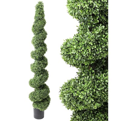Plastic American Boxwood Spiral Topiary 72", Uv Rated