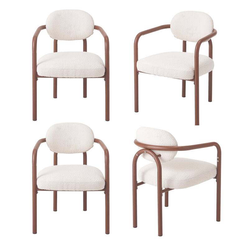 Christopher Knight Home - Maplehaven Modern Upholstered Metal Dining Chair with Maple Grain Finish - Set of 4 - Walnut