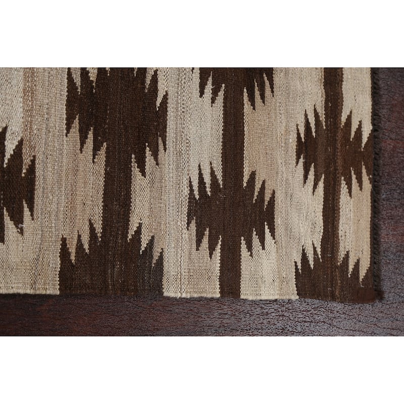 Natural Dye Tribal Kilim Contemporary Area Rug Flat-weave Wool Carpet - 4'9" x 6'7"