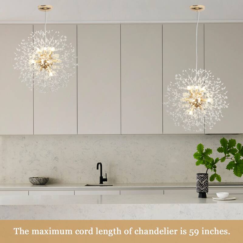 12-Light Linear Foyer Chandelier Lighting with Blowball Accent for Dining Room Kitchen Island - Gold