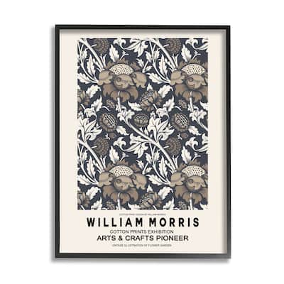 Stupell Neutral Tones Detailed Brown Botanicals Flowers Design Framed Wall Art - Grey