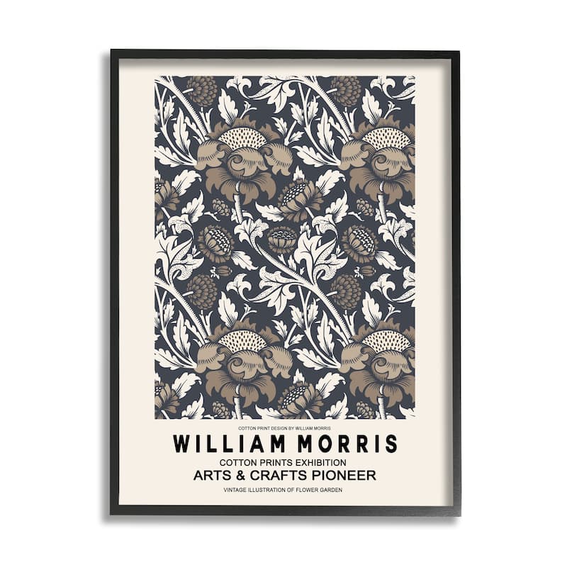 Stupell Neutral Tones Detailed Brown Botanicals Flowers Design Framed Wall Art - Grey