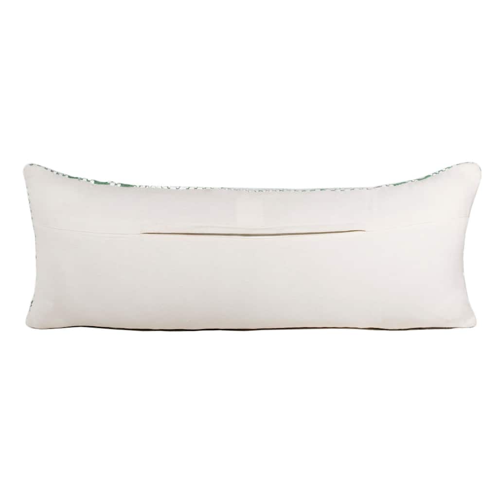 HomeRoots 14" X 36" Green And White 100% Cotton Geometric Zippered Pillow