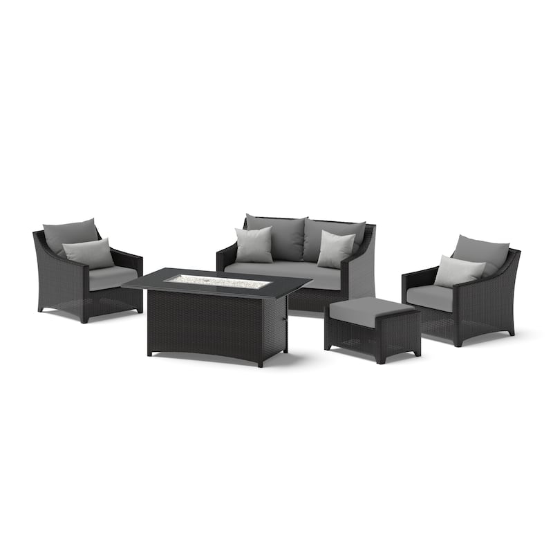 Deco 5 Piece Sunbrella Outdoor Patio Love & Club Fire Set