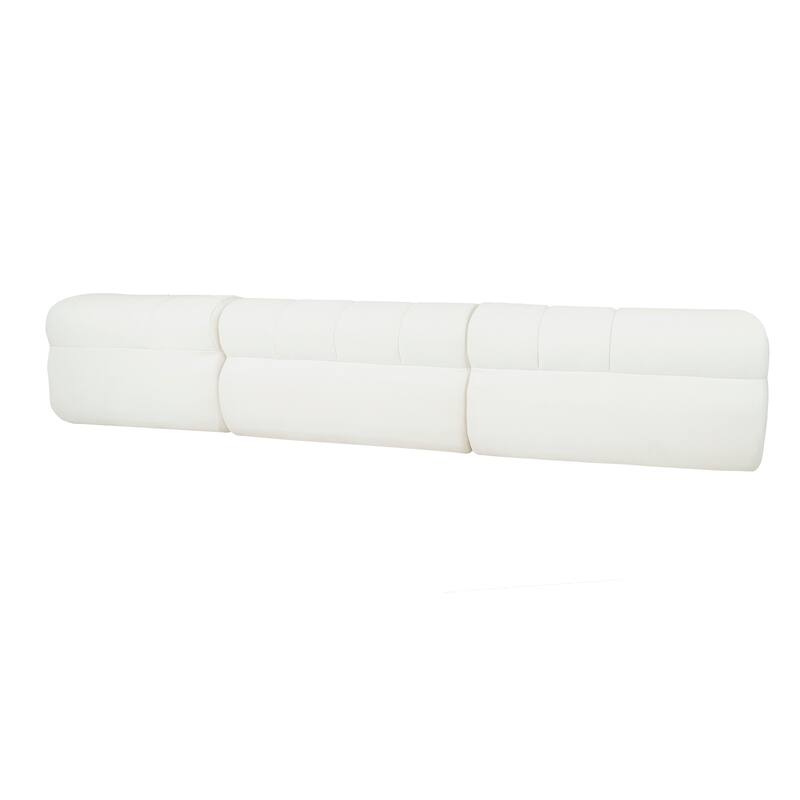 122" Modern L-Shaped Sectional Sofa Set, Beige, Foam & Polyester