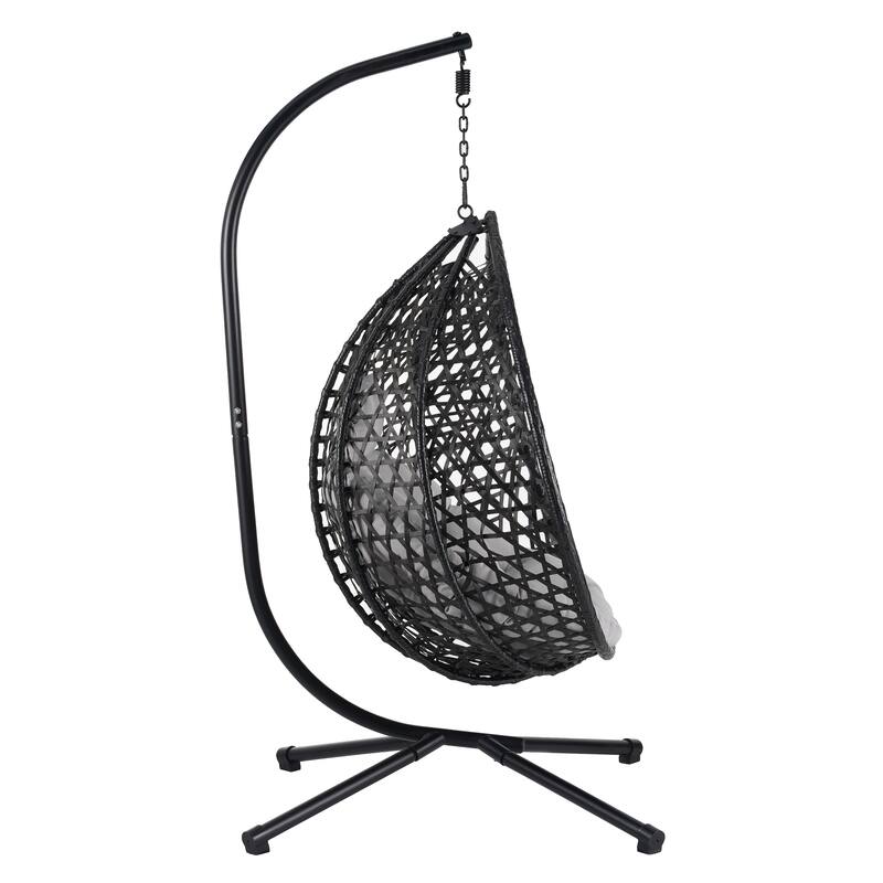 U_STYLE Rattan Weave Hanging Egg Chair with Stand - 76.77