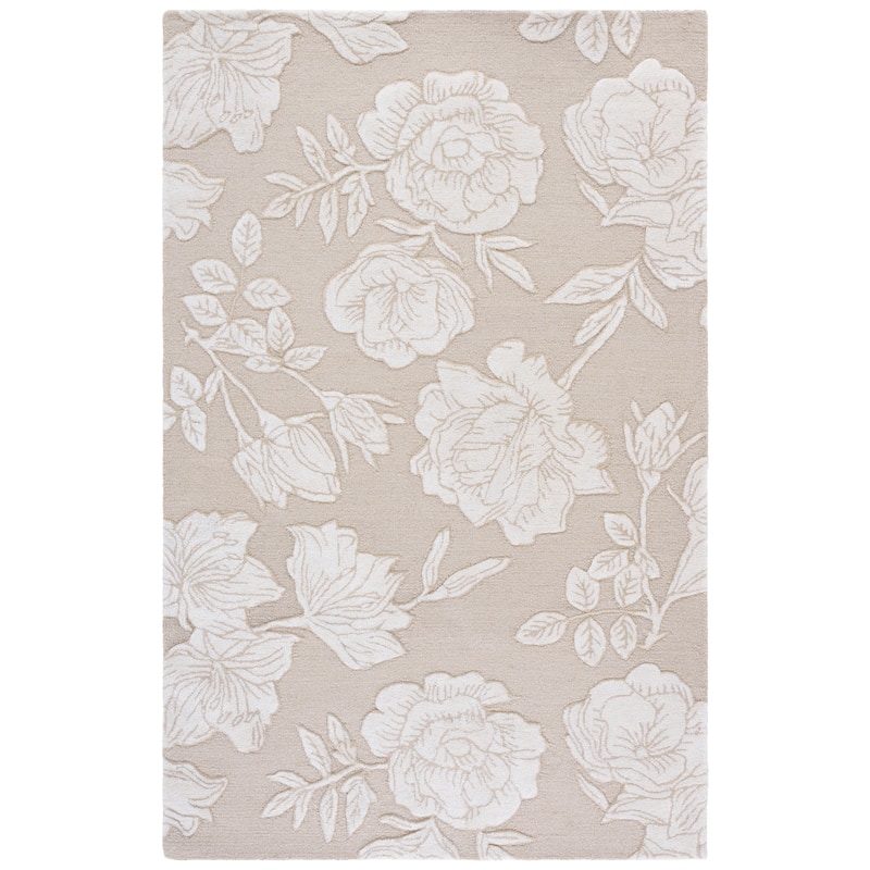 SAFAVIEH Handmade Glamour Arsenia Floral Wool Rug - 5' x 8' - Beige/Ivory