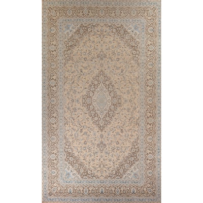 Traditional Mashad Vintage Persian Large Rug Handmade Pink Wool Carpet - 10'0" x 16'2"