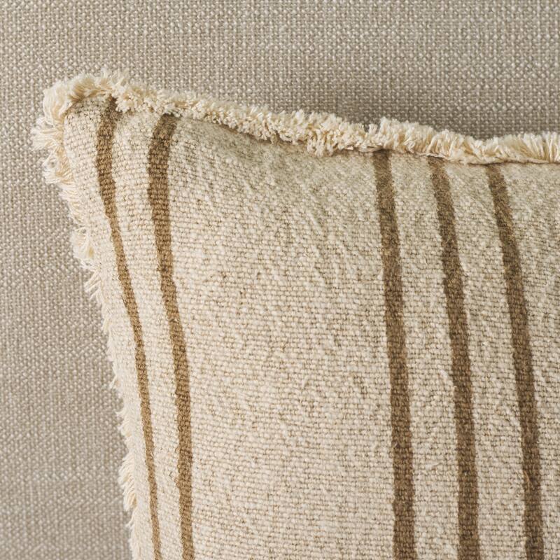 SAFAVIEH Home Rory 14W x 20L-inch Tan/Natural Cotton/Linen Lumbar Pillow