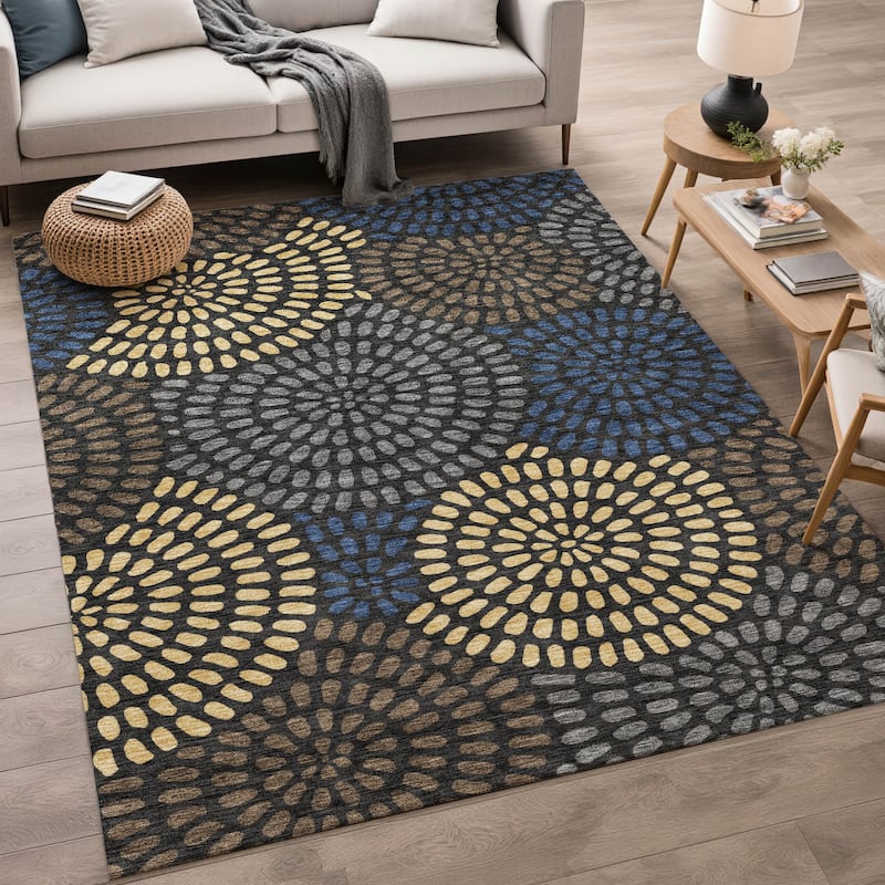 Machine Washable Indoor/ Outdoor Casual Ric Chantille Rug