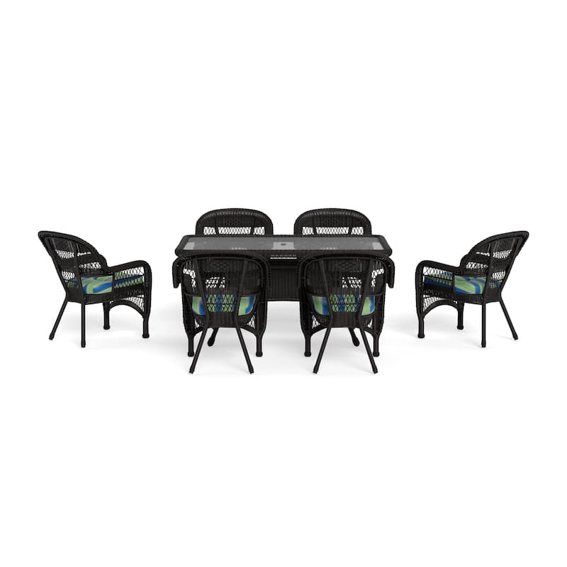 Portside Dark Roast Outdoor Wicker Dining Set (7-Piece)