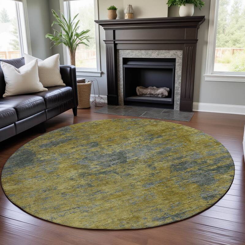 Premium Washable Super Soft Abstract Contemporary Mayfield Rug - Gold - 8' x 8'