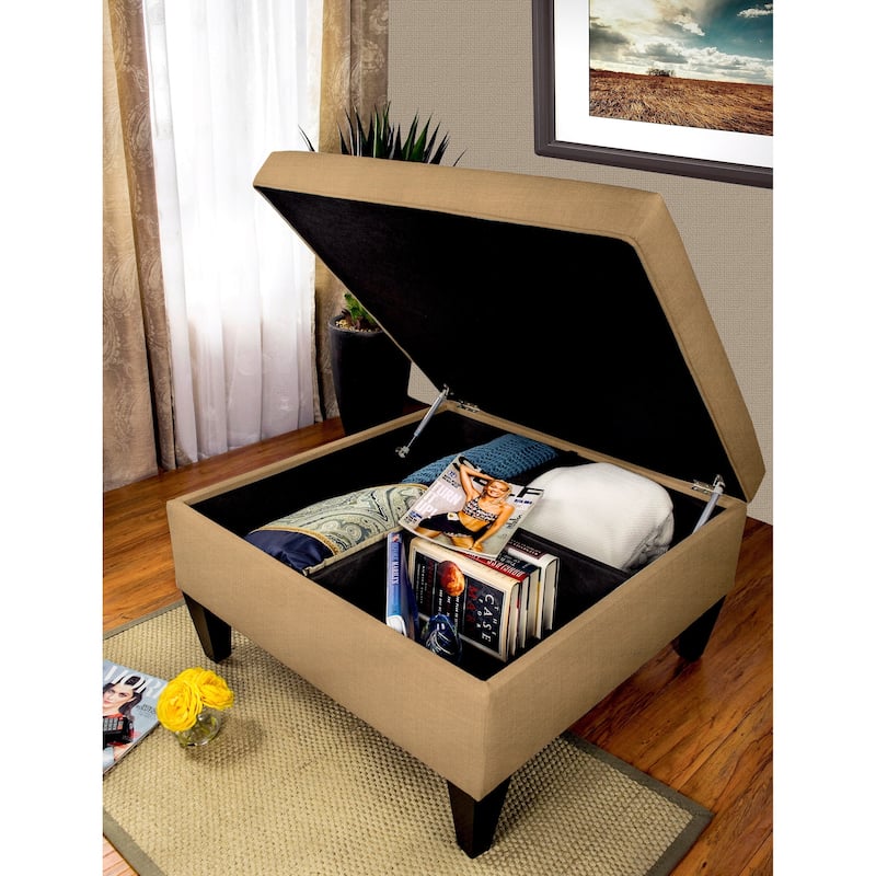 MJL Furniture Manhattan Allure Upholstered Organizational Cocktail Ottoman Table - Tan