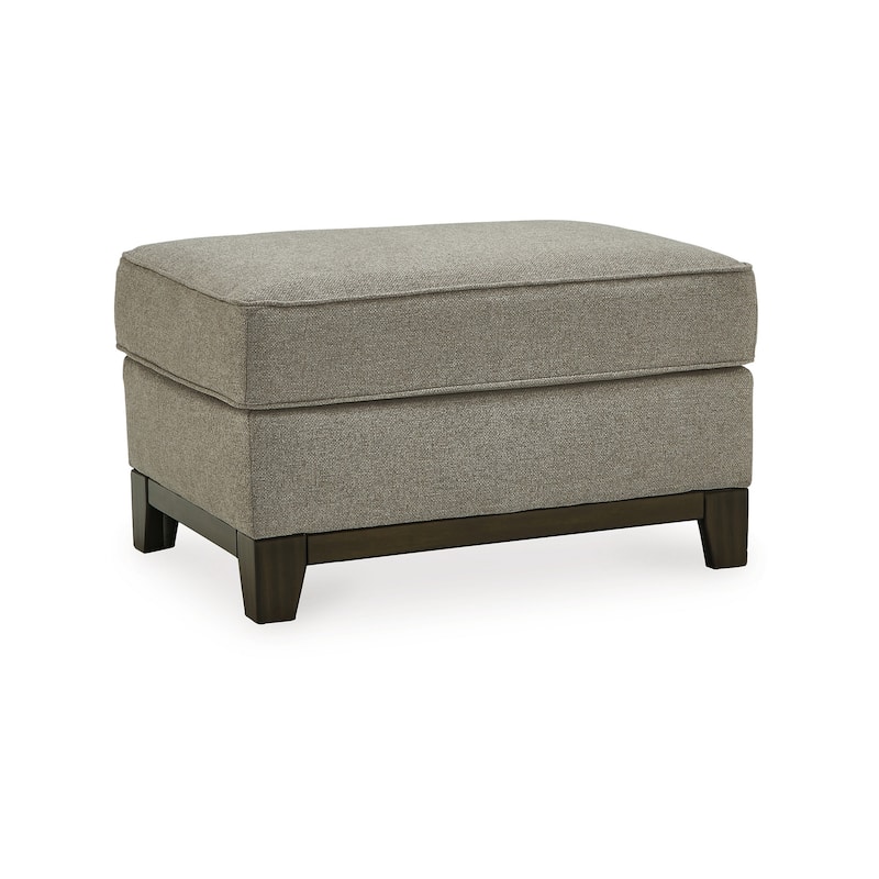 Kenny Accent Ottoman, Granite Gray Woven Texture Polyester 34 Inch