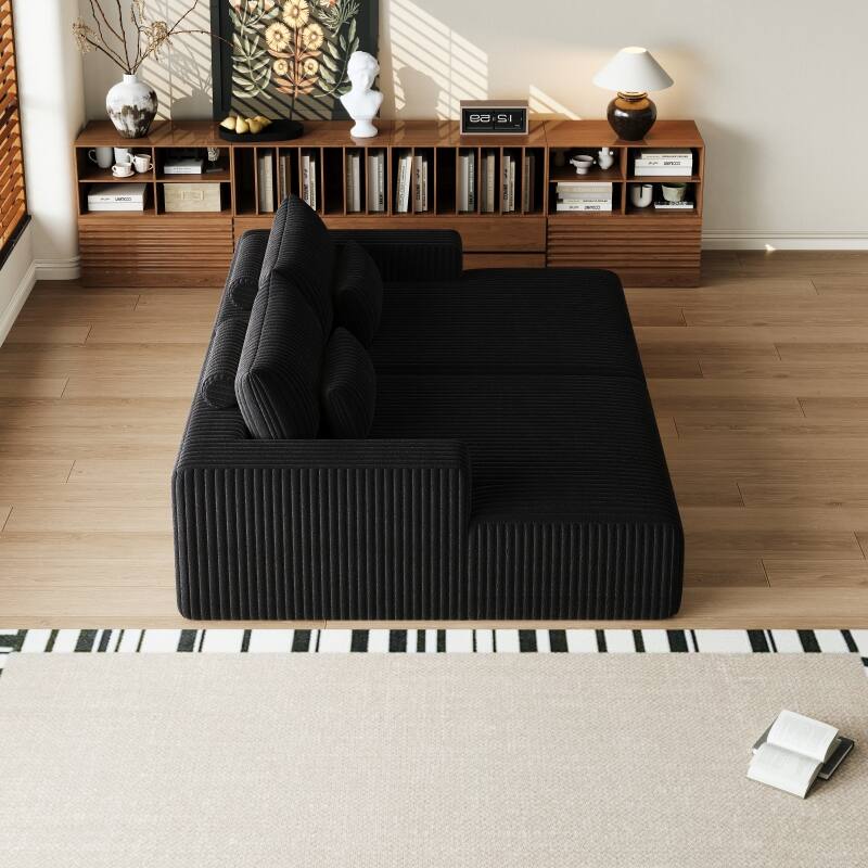 Roomfitters 102" Modern Sectional Lounge Chaise, Cloud Plush Loveseat Sleeper Sofa Bed, No Assembly Recliner Couch