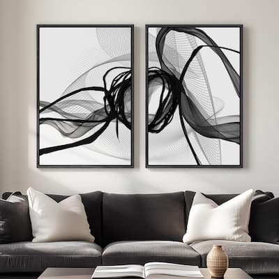 Framed Black and White Abstract Wall Art