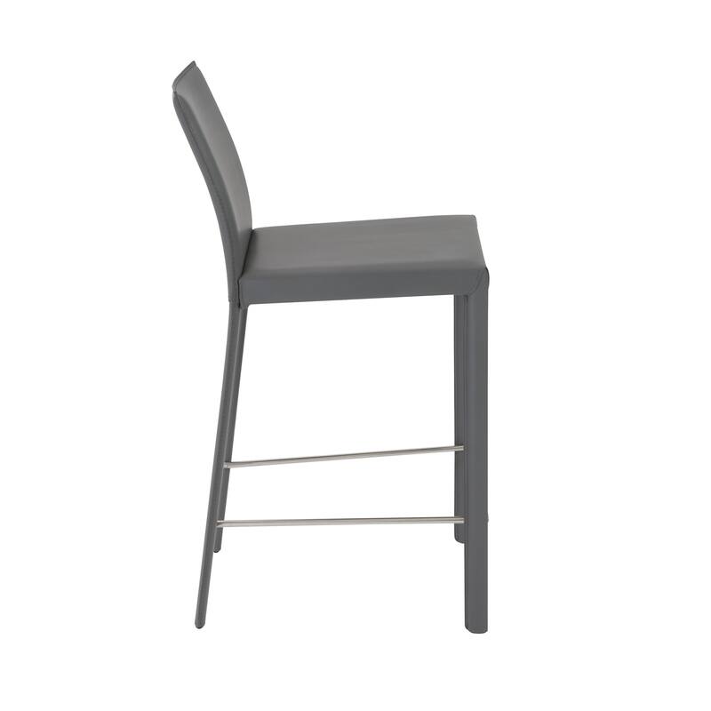 Set of Two Full Faux Leather Counter Stools - 16.93" W x 21.07" D x 37.01" H