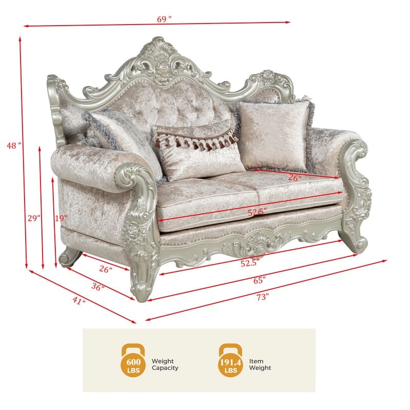 Best Master Furniture Cavari Champagne Pearl Traditional Loveseat