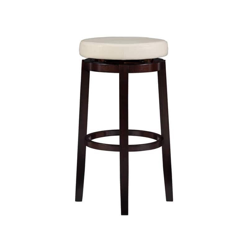 Linon Bennery Rice Faux Leather Backless Swivel Bar Stool