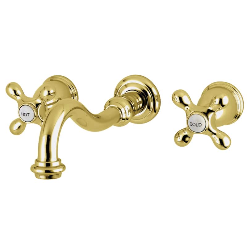 Kingston Brass Restoration 3-Hole Wall Mount Roman Tub Faucet - Polished Brass