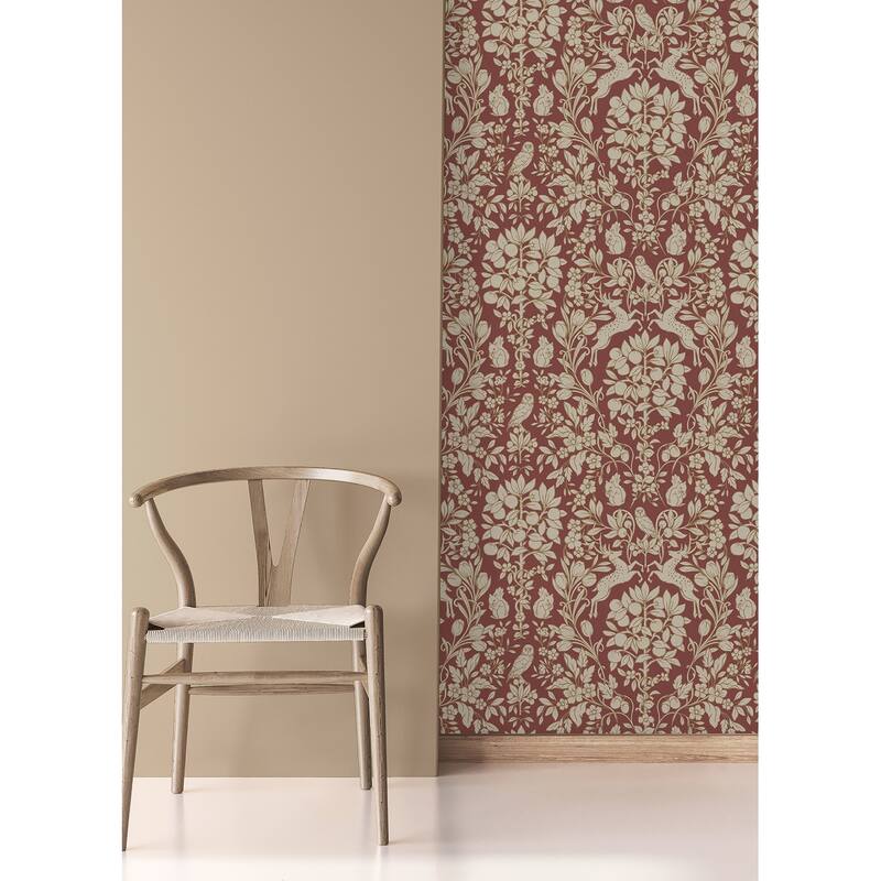 Brewster Richmond Maroon Floral Wallpaper