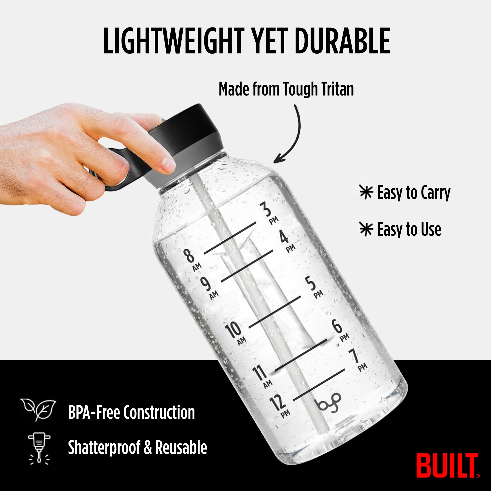 Byo 74 Oz Tritan Motivational Bottle - Black