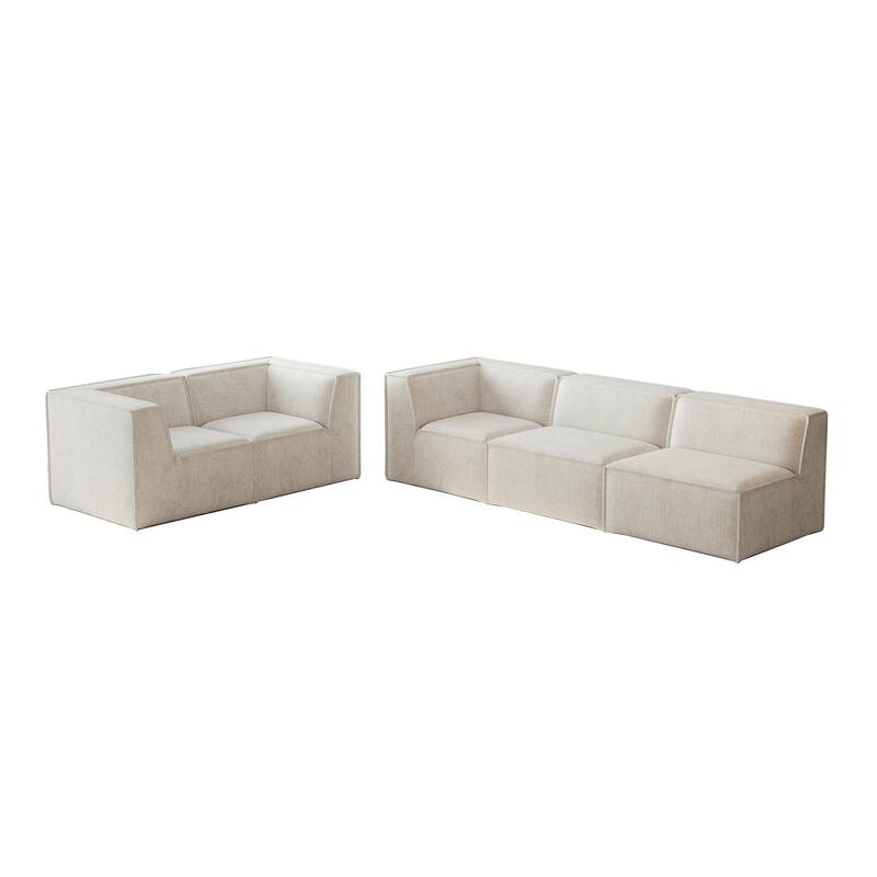 106"x106" Chenille Modular L-Shaped Sectional Sofa with 5-Piece Free Combination, Foam-Filled Cushions & No-Assembly Design
