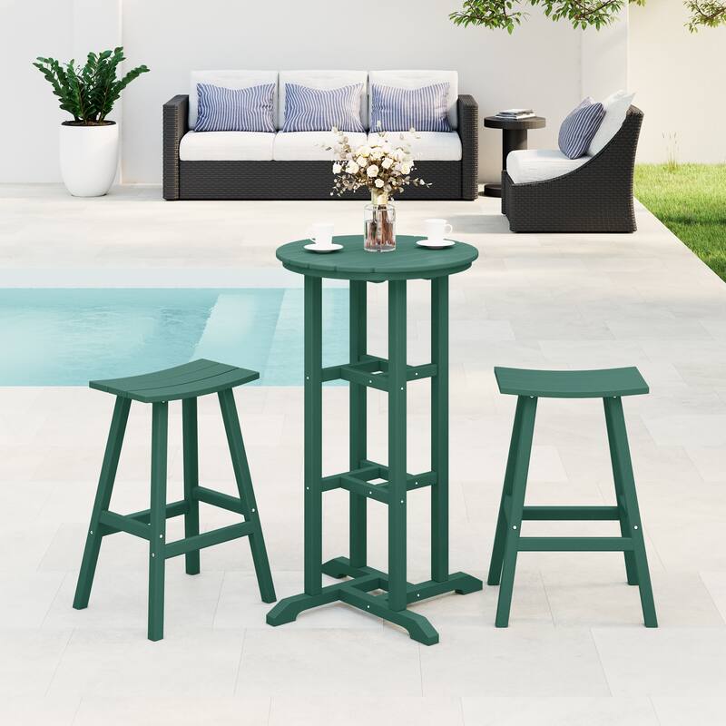 Laguna Hdpe All Weather Outdoor Patio Bistro Bar Set (3-Piece Set) - Dark Green