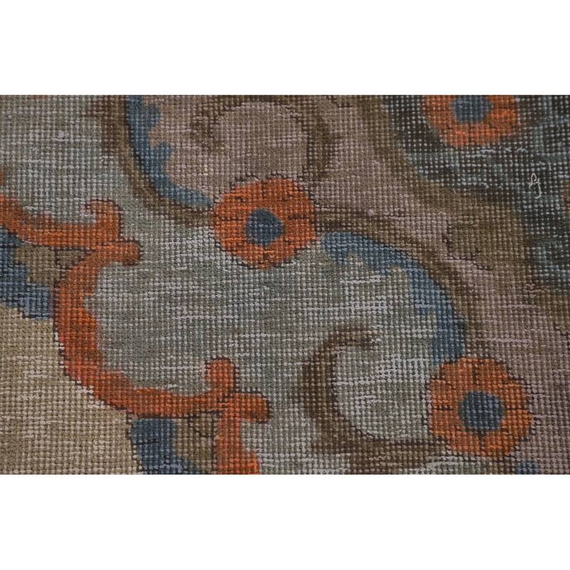 Distressed Tabriz Persian Antique Rug Hand-Knotted Wool Carpet - 7'1" x 10'11"