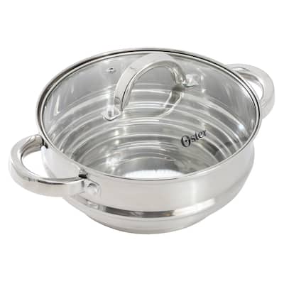Oster Sangerfield 8 Inch Universal Stainless Steel Double Boiler with Tempered Glass Lid - 8-Inch