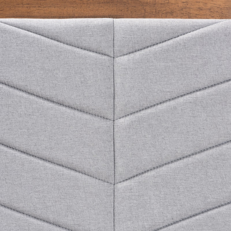 Twin Size Headboard Upholstered Grey Fabric Wood Headboard Chevron Tufting Modern Bedroom Decor
