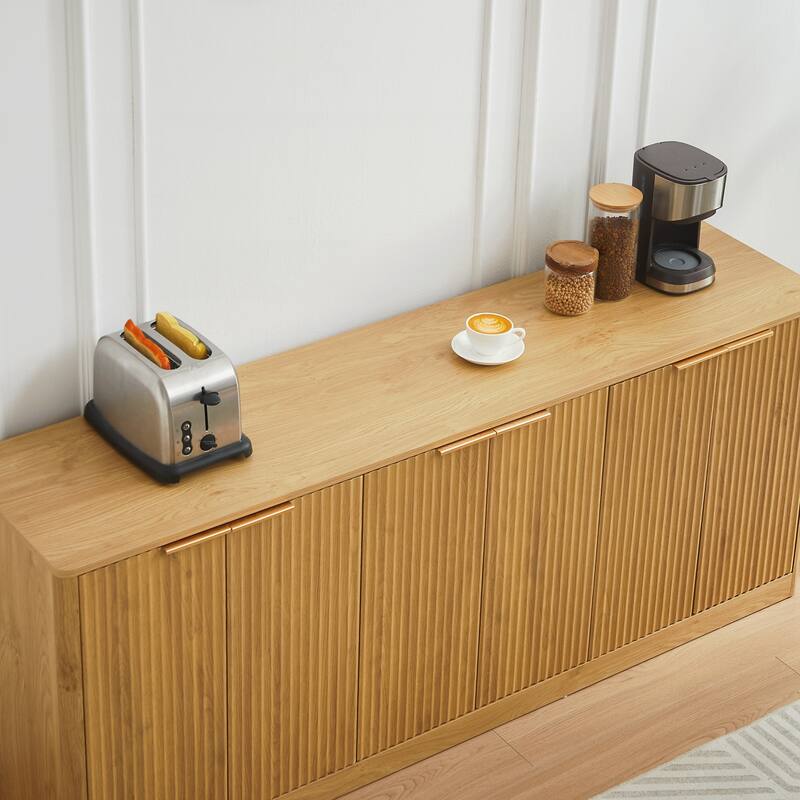 Modern Wavy Sideboard, Curved Contour Design Storage Cabinet