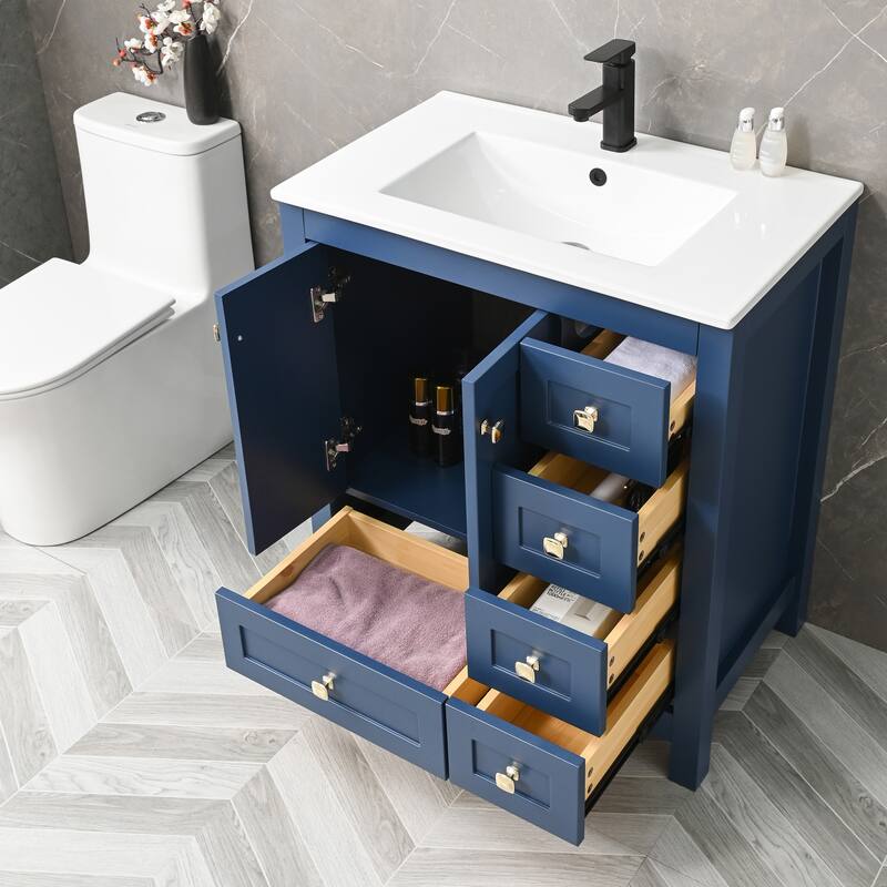 Bathroom Vanity Set W/Drop in Sink Faucet Cabinet Combo