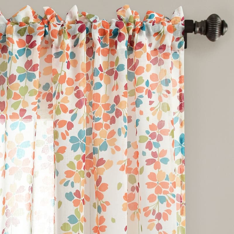 Lush Decor Weeping Flower Sheer Window Curtain Panel Pair - 84" x 38"