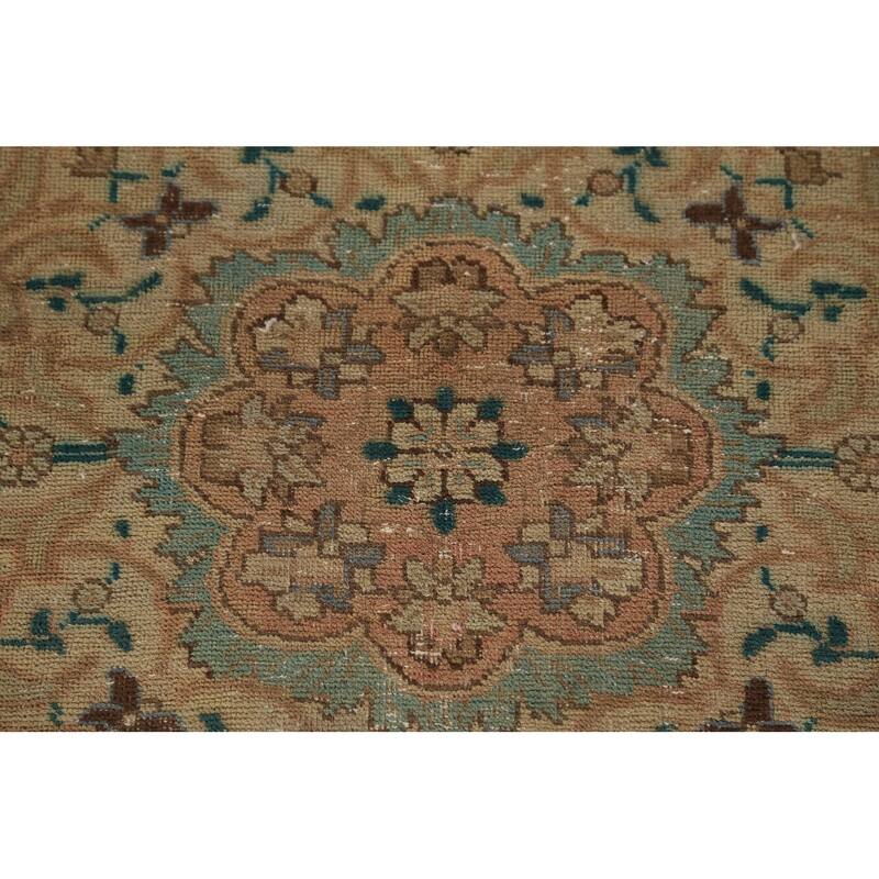 Tabriz Persian Vintage Area Rug Hand-Knotted Wool Carpet - 9'0" x 12'4"