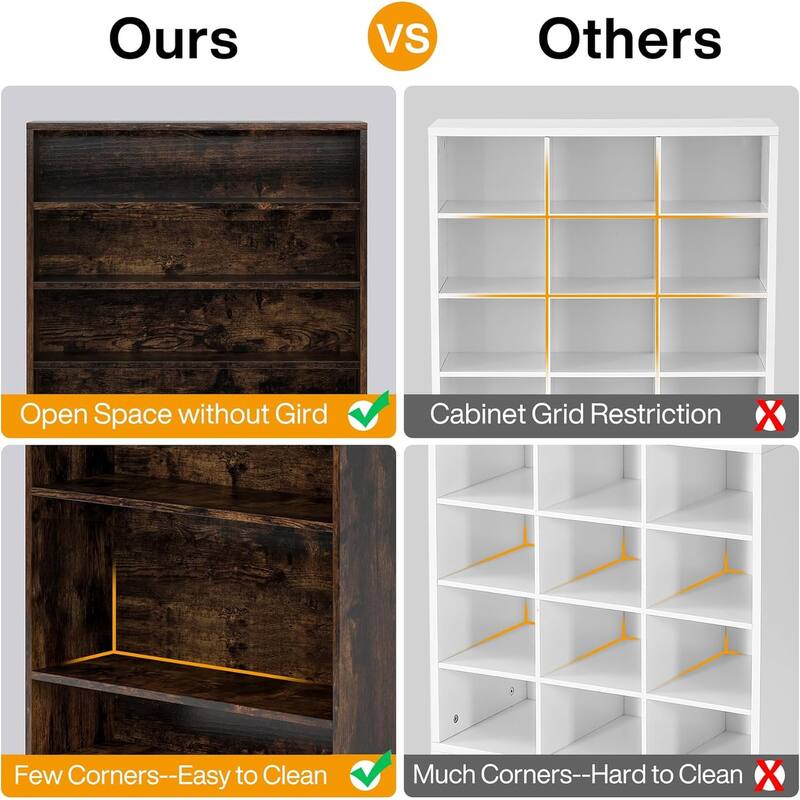 9 Tiers 40-45 Pairs Heavy Duty Wood Freestanding Shoe Storage Cabinet