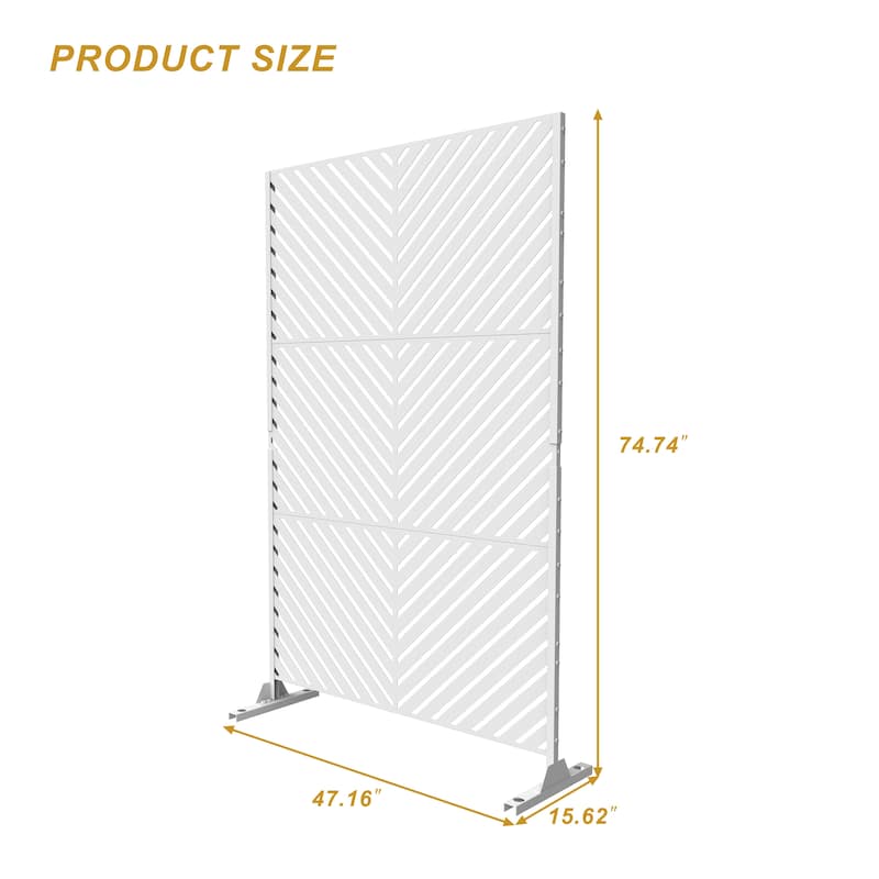 Free Standing Metal Privacy Screen Panel Decorative Outdoor Privacy Screen - 72"H x 47"W