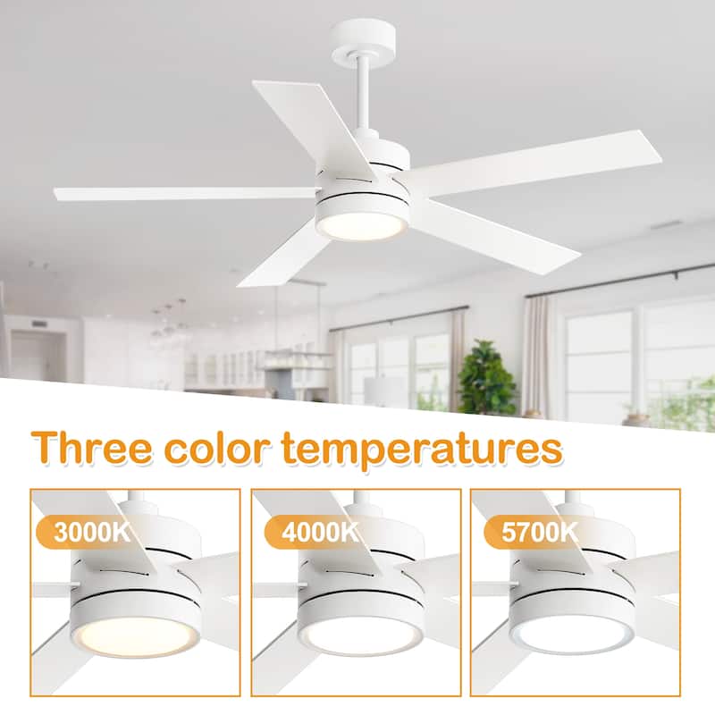 52-IN LED Ceiling Fan with Light Kit and Remote- 5 Blades