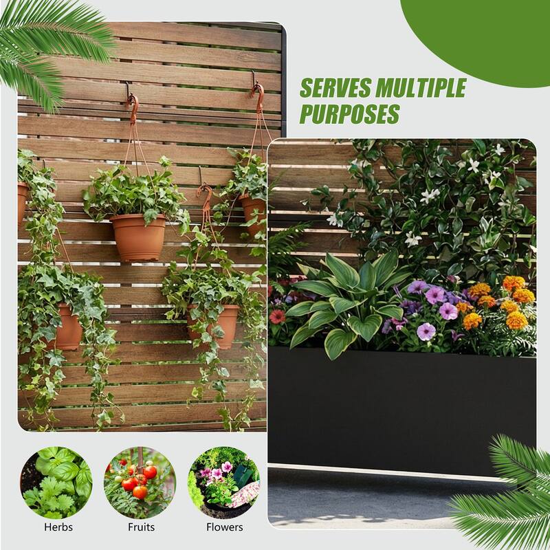 Metal Planter Box with Trellis Privacy Screen Planter Box with Lockable Wheels