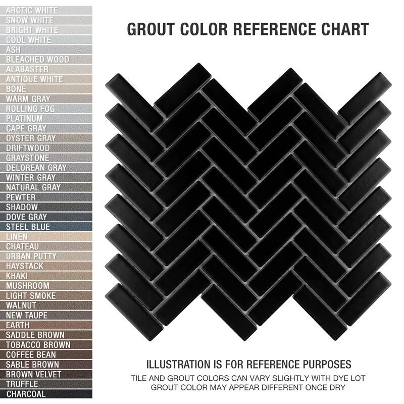 Merola Tile Metro Brick Herringbone Matte Black 10-5/8" x 12-1/2" Porcelain Mosaic Floor and Wall Tile