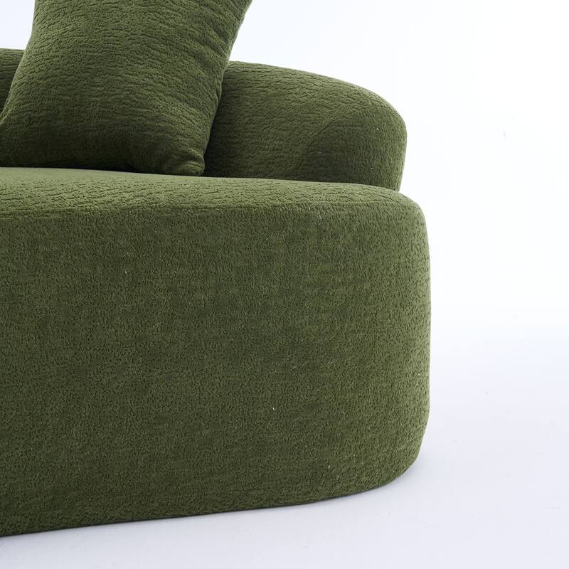 Chenille Curved Loveseat Sofa, Full Compression Sponge Sofa with 3 Pillow