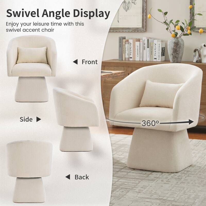 360° Swivel Barrel Fabric Upholstered dining chair with Pillow