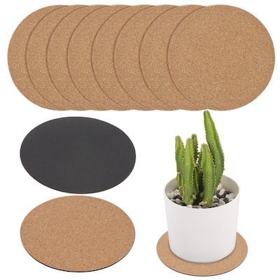10pcs Cork Plant Coasters, 4 Inch Round Cork Plant Mats