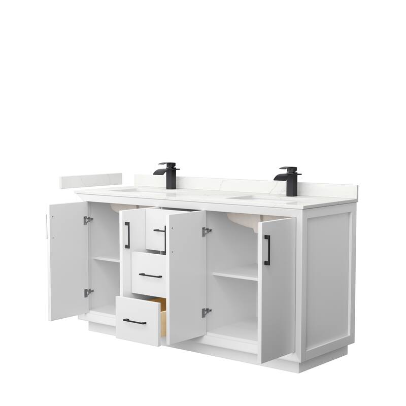 Strada 66-inch Double Vanity, Quartz Top