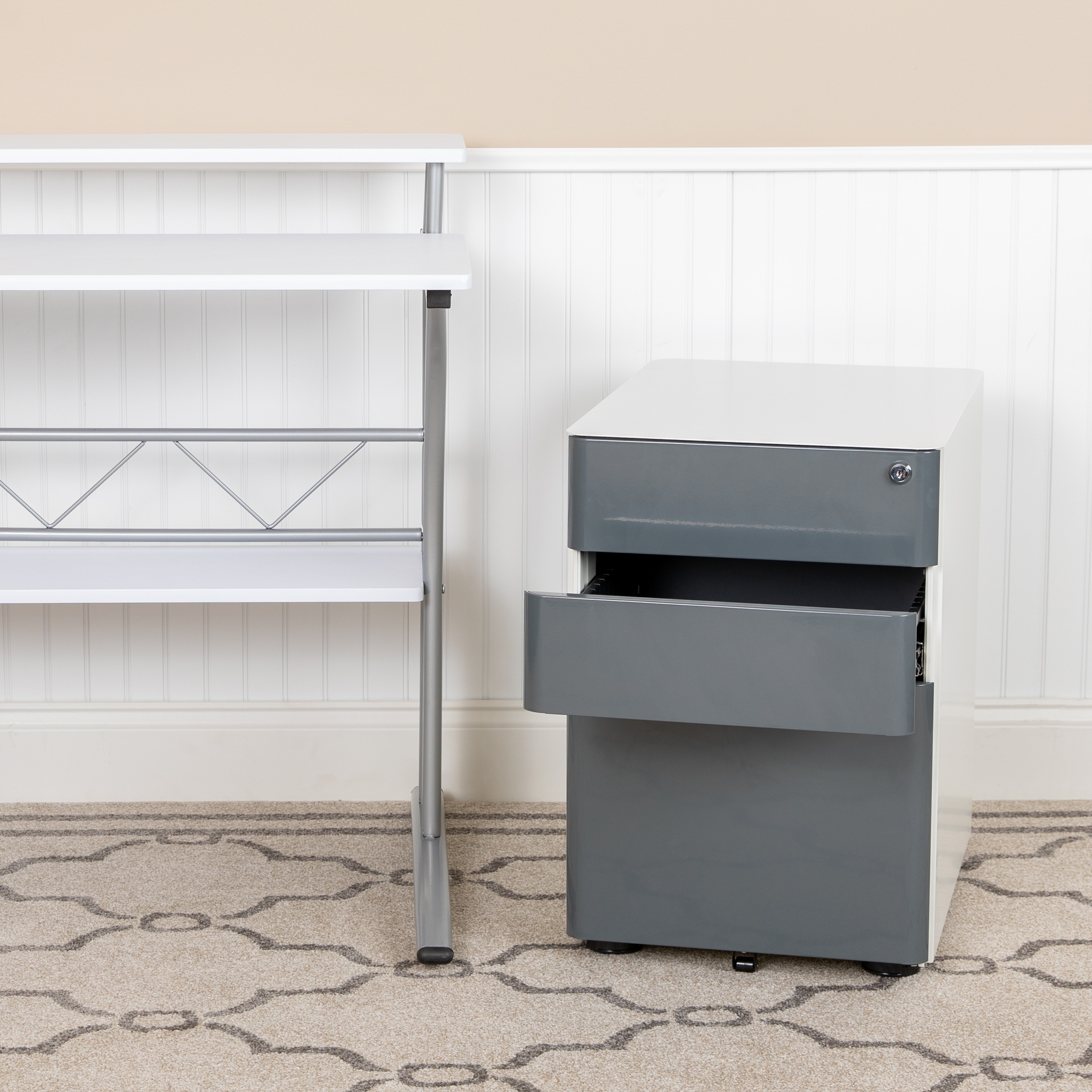 Details about   Modern 3-Drawer Mobile Locking Filing Cabinet Storage Organizer-White 