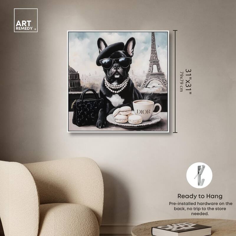 Frenchie in Paris Treats Canvas by Art Remedy