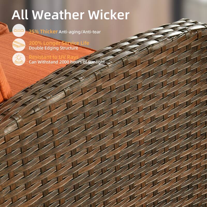 XIZZI Outdoor Patio Rattan Wicker Furniture Conversation Set
