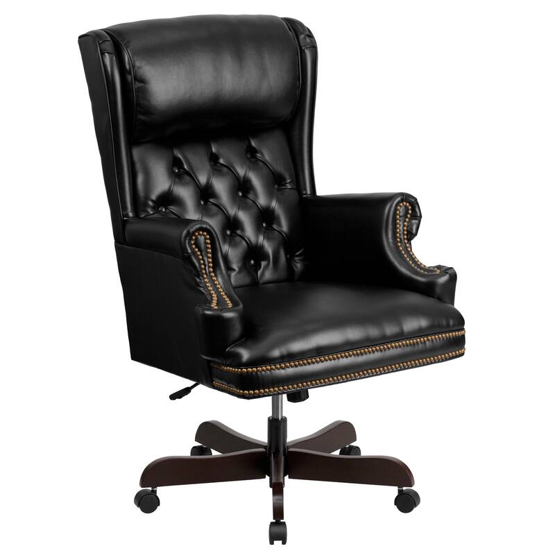High Back Traditional Tufted LeatherSoft Executive Swivel Ergonomic Office Chair